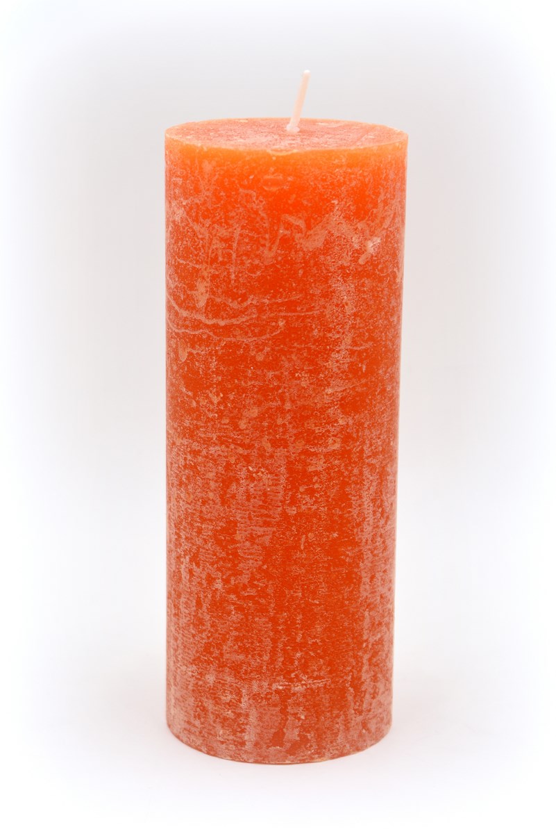 Henger gyertya 7 x 18 cm-es rusztikus narancs